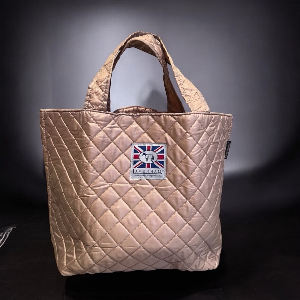 NEW LAVENHAM Quilted Tote Bag Beige Casual Medium Shopping Library Travel Beach